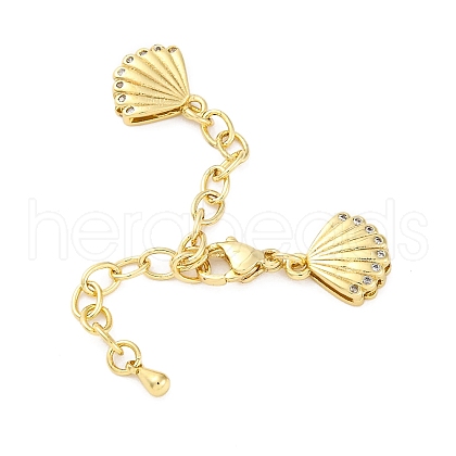 Cross Brass Micro Pave Cubic Zirconia Chain Extender KK-Z084-05G-1