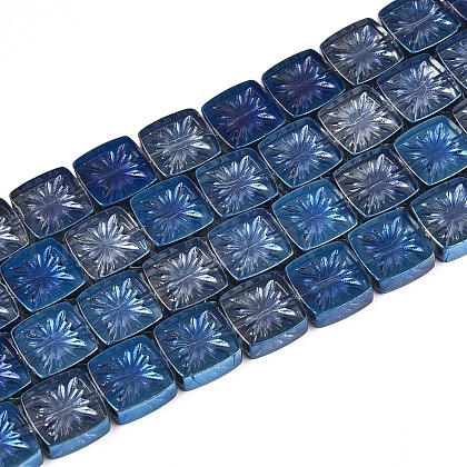 Electroplate Transparent Glass Beads Strands EGLA-N017-03E-1