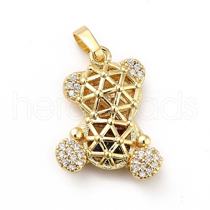 Brass Micro Pave Cubic Zirconia Pendants KK-H433-25G-1