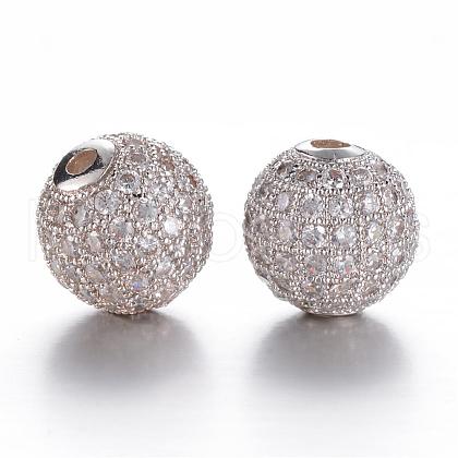 CZ Brass Micro Pave Cubic Zirconia Round Beads ZIRC-L017-03P-1