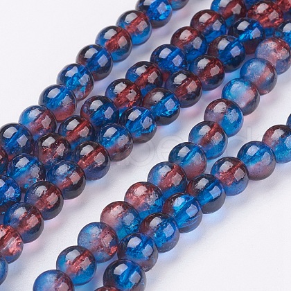 Spray Painted Crackle Glass Beads Strands CCG-Q002-6mm-12-1