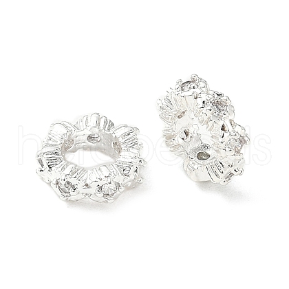 Brass Micro Pave Cubic Zirconia European Beads KK-A254-20S-1