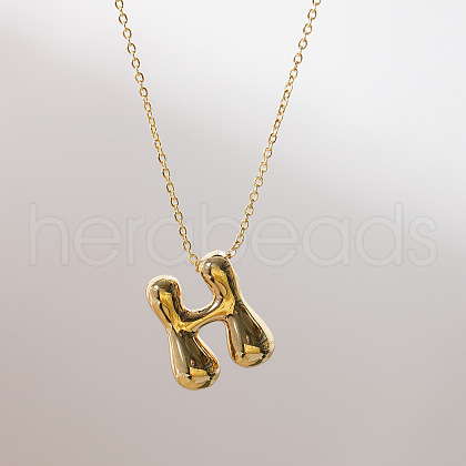 Brass Chunky Initial Pendant Necklaces WG97A63-08-1