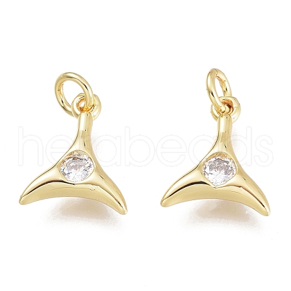 Brass Micro Pave Clear Cubic Zirconia Charms KK-M206-41G-1