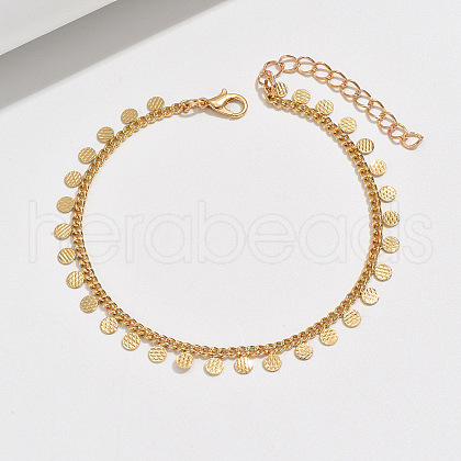 Bohemian Style Alloy Coin Tassel Twisted Chain Anklets WG47E30-01-1