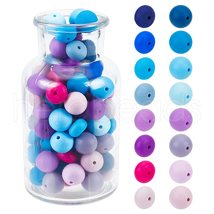 GOMAKERER 112Pcs 16 Style Food Grade Eco-Friendly Silicone Focal Beads SIL-GO0001-01-1