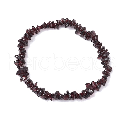 Natural Garnet Chip Beaded Stretch Bracelets for Women Men BJEW-JB10647-04-1