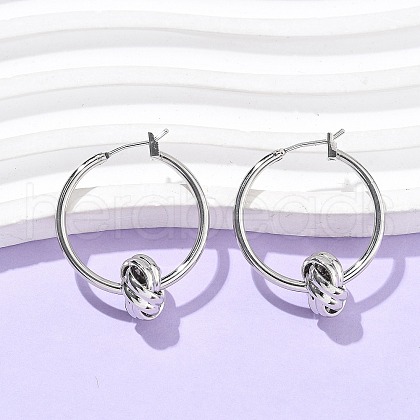 Brass Twist Hoop Earrings for Women EJEW-L297-01A-P-1