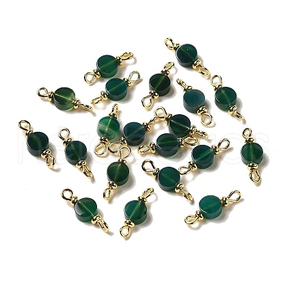 Dyed Natural Green Agate Connector Charms FIND-C046-07G-1