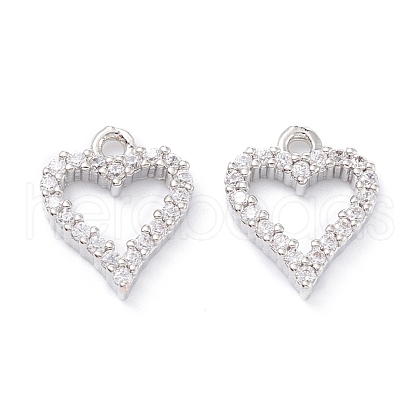 Rack Plating Brass Micro Pave Cubic Zirconia Charms ZIRC-C026-08P-1