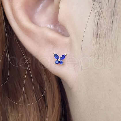 925 Sterling Silver Clear Cubic Zirconia Butterfly Stud Earrings DC8274-4-1