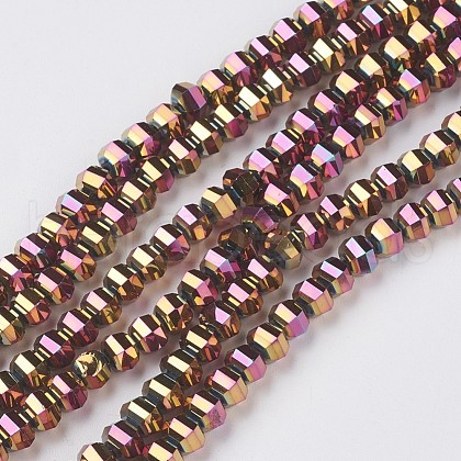 Electroplate Glass Beads Strands EGLA-L012-B-FP01-1