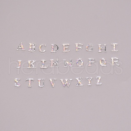 Letter A~Z Alloy Rhinestone Cabochons MRMJ-WH0072-92A-1