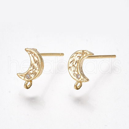 Brass Cubic Zirconia Stud Earring Findings X-KK-S350-033G-1