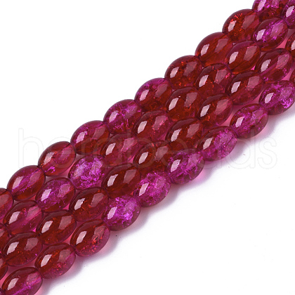 Transparent Crackle Glass Beads Strands DGLA-S085-6x8-36-1