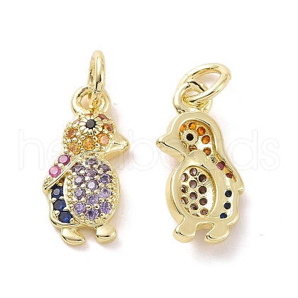 Brass Micro Pave Cubic Zirconia Pendants KK-E068-VF120-1