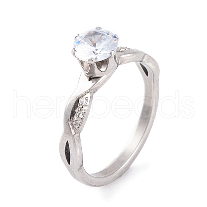 Mother's Day Rings 304 Stainless Steel Diamond Finger Ring for Women RJEW-C086-22-P-1