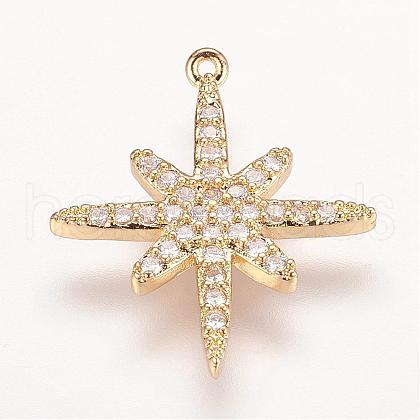 Brass Micro Pave Cubic Zirconia Pendants ZIRC-P060-06G-1
