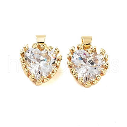 Rack Plating Brass Clear Cubic Zirconia Pendants KK-S379-05G-1