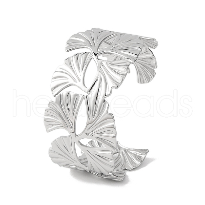 Ginkgo 304 Stainless Steel Cuff Bangles for Women BJEW-B104-15P-1
