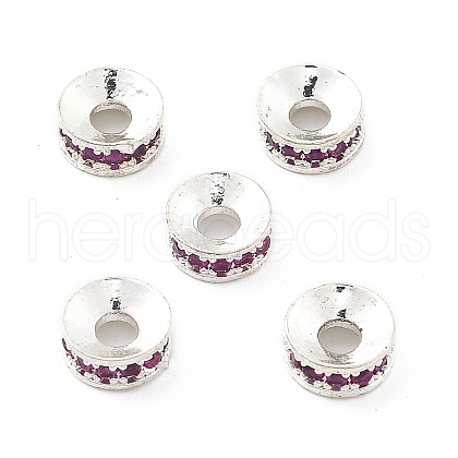 Brass Micro Pave Cubic Zirconia Spacer Beads KK-R216-13S-02-1