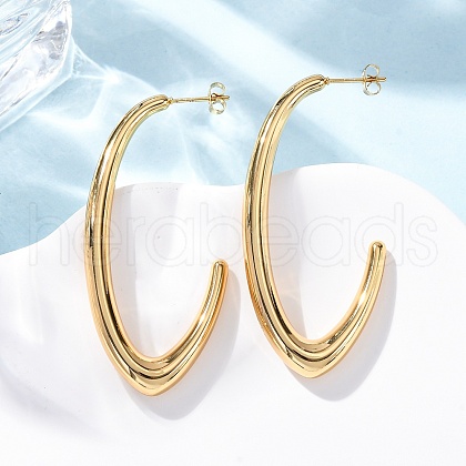 J-Shaped 304 Stainless Steel Stud Earrings EJEW-A125-19G-1
