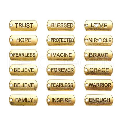 18Pcs 18 Style Tibetan Style Alloy Rectangle Pendants TIBEP-YW0001-34AG-1