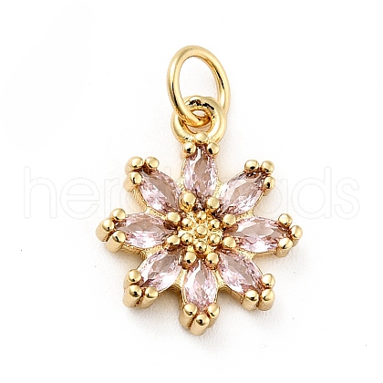 Rack Plating Brass Micro Pave Cubic Zirconia Charms ZIRC-F129-34B-G-1