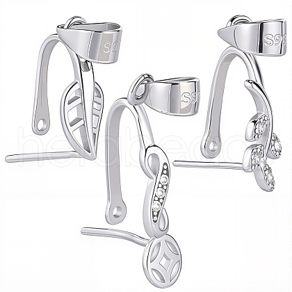 SUNNYCLUE 3Pcs 3 Style Trendy 925 Sterling Silver Pinch Bails STER-SC0001-32-1