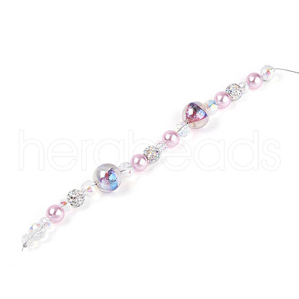 Glass and Acrylic and Imitation Pearl and Rhinestone Beads Strands MAK-T011-06E-1