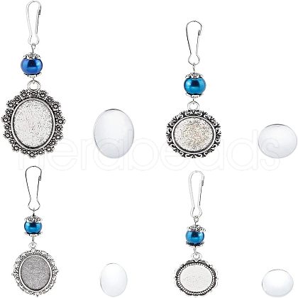 SUPERFINDINGS 4 Sets 4 Style Glass Pearl Beads & Cabochons Keychain HJEW-FH0001-20-1
