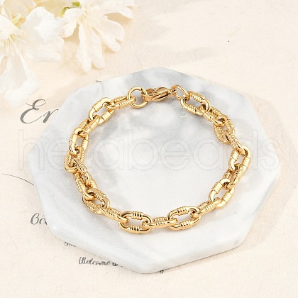 304 Stainless Steel Cable Chain Bracelets for Women Men BJEW-F488-33G-1