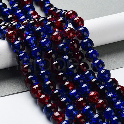 Spray Painted Crackle Glass Beads Strands CCG-Q002-10mm-12-1