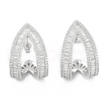 Clear Cubic Zirconia Triangle Stud Earrings EJEW-L231-74P-1