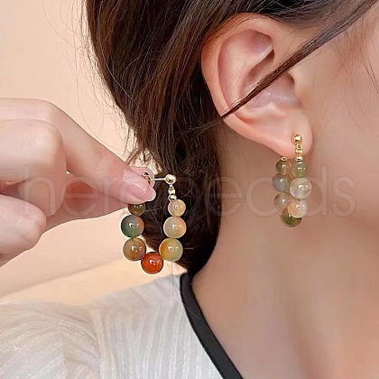 Glass Round Beaded Hoop Earrings FS-WG8B411-01-1