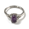 Oval Natural AmethystAdjustable Rings RJEW-Q818-01P-03A-3