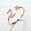 Brass Micro Pave Cubic Zirconia Cuff Rings for Women FS-WGA4C54-26-1