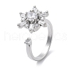 Snowflake Rotatable Open Cuff Rings for Women RJEW-S402-11P-1