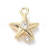 Marine Animal Theme Golden Brass Micro Pave Clear Cubic Zirconia Pendants KK-U031-01G-06-1