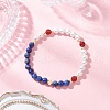 3Pcs Shell Pearl Bead & Natural Carnelian & Dyed Lapis Lazuli & Tiger Eye Round Beaded Stretch Bracelets for Women BJEW-JB11937-4