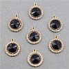 Golden Alloy Rhinestone Pendants RB-TAC0001-02B-1