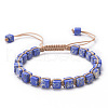 Adjustable Unisex Synthetic Imperial Jasper Cube Braided Bead Bracelets UE9956-8-1