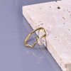 Teardrop 304 Stainless Steel with Clear Cubic Zirconia Finger Rings for Women FS-WG6614B-02-3