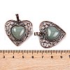 Natural Green Aventurine Peach Love Heart Pendants G-G158-01-15-3