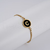 Flat Round with Letter Pattern 304 Stainless Steel Link Bracelets FS-WG4692B-01-1