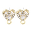 Alloy Glass Drill Pearl Stud Earring Findings FIND-U006-09G-1