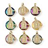 Brass Cubic Zirconia with Glass Pendents KK-Q815-10G-1