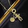 Brass Clear Cubic Zirconia Scarecrow Pendant Necklaces NJEW-C071-03G-3