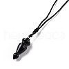 Gemstone Pendulum Shape Pendant Necklace with Nylon Cord for Women G-A210-07-4