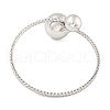 Rack Plating Brass Pave Clear Cubic Zirconia Round Ball Open Cuff Rings for Women BJEW-B110-04B-P-3